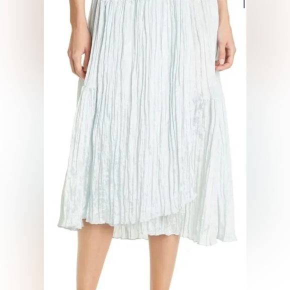 New Vince Asymmetrical Hem Tiered Midi Skirt Size Medium Color Mint - Picture 1 of 5